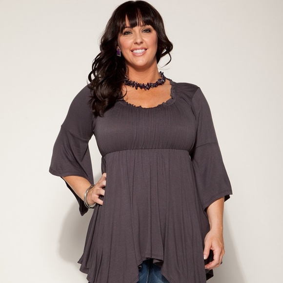 Canari Tops - EMPIRE WAIST TOP IN CHARCOAL
